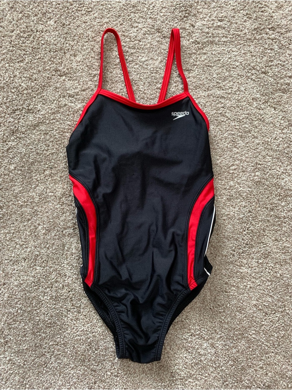 SPEEDO PERFORMANCE RACE II TECH RACER PRO SWIMSUIT Girls Youth Black Red SIZE 12